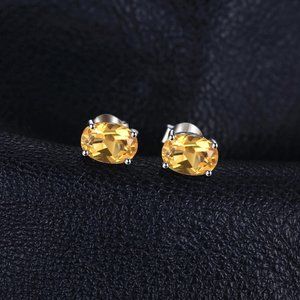 💛 1.43ct Citrine Earrings - 925 Sterling Silver